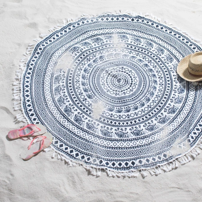 Coupon ✨ Seahorse Beach Roundie Goa Indian Strandtuch - Ø150 Cm - Grey ? 2 Coupon ✨ Seahorse Beach Roundie Goa Indian Strandtuch - Ø150 Cm - Grey ? – Bild 2