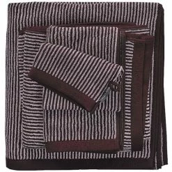 Aktion ? Marc O'Polo Timeless Tone Stripe Waschhandschuh - 16x22 Cm - Aubergine / Lavender Mist ?