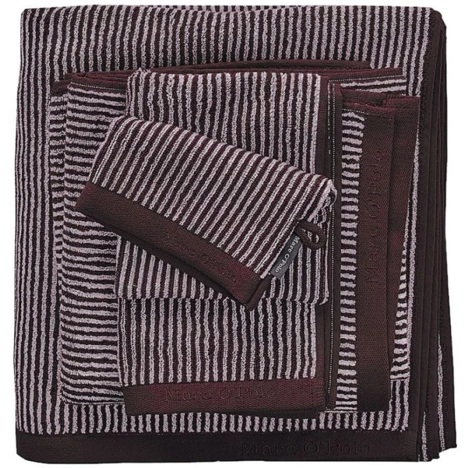 Aktion ? Marc O'Polo Timeless Tone Stripe Waschhandschuh - 16x22 Cm - Aubergine / Lavender Mist ? 1 Aktion ? Marc O'Polo Timeless Tone Stripe Waschhandschuh - 16x22 Cm - Aubergine / Lavender Mist ?
