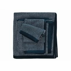 Schlussverkauf ? Marc O'Polo Timeless Tone Stripe Waschhandschuh - 16x22 Cm - Marine/light Silver ?