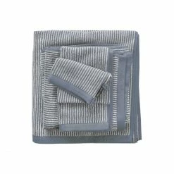 Auslauf ? Marc O'Polo Timeless Tone Stripe Waschhandschuh - 16x22 Cm - Smoke Blue/off White ✔️