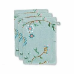 Großhandel ? Pip Studio Les Fleurs Waschhandschuh - 3er Set - 3er Set: 16x22x3 Cm - Blue ?