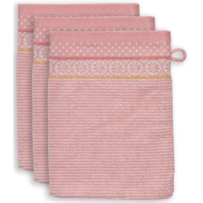 Auslauf ? Pip Studio Soft Zellige Waschhandschuh - 3er Set - 3er Set: 16x22x3 Cm - Pink ? 1 Auslauf ? Pip Studio Soft Zellige Waschhandschuh - 3er Set - 3er Set: 16x22x3 Cm - Pink ?