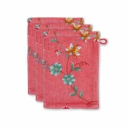 Großhandel ? Pip Studio Les Fleurs Waschhandschuh - 3er Set - 3er Set: 16x22x3 Cm - Pink ?