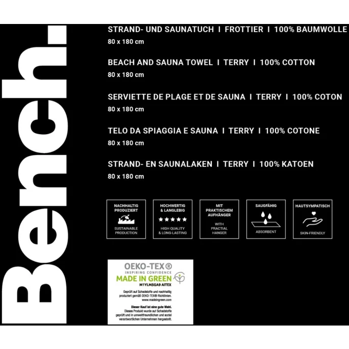 Bestpreis ? Bench Frottier-Saunatuch - 80x180 Cm - Grau ✨ 6 Bestpreis ? Bench Frottier-Saunatuch - 80x180 Cm - Grau ✨ – Bild 6